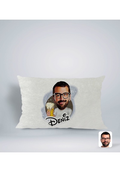 Bk Gift Kişiye Özel İsimli Erkek Karikatürlü Dikdörtgen Araç Koltuk Yastığı-51 Çok Renkli