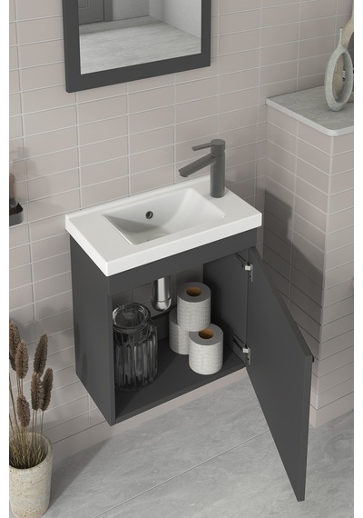 Biani Fix Hera 50 Cm Banyo Dolabı Renk Mat Gri Biani Fix Hera 50 Cm Banyo Dolabı Renk Mat Gri