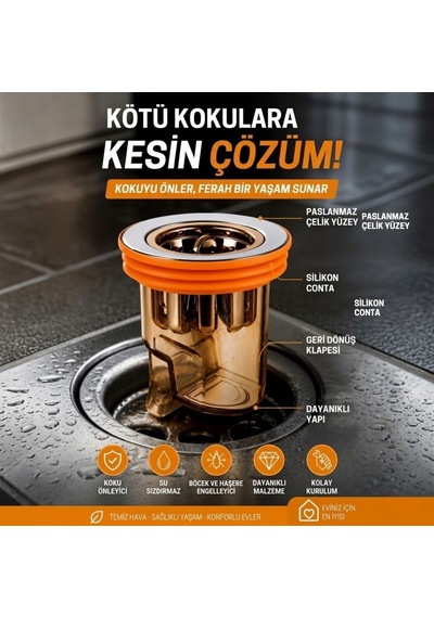Buffer Gider Kokusu Ve Böcek Önleyici Gider Kapağı, Duş Ve Lavabo İçin Geri Akış Önleyici Plastik Yer Süzge