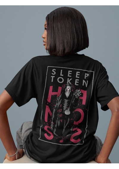 Tasarım Sleep Token Rock Metal Müzik Grubu Sırt Baskılı Unisex Ov Siyah