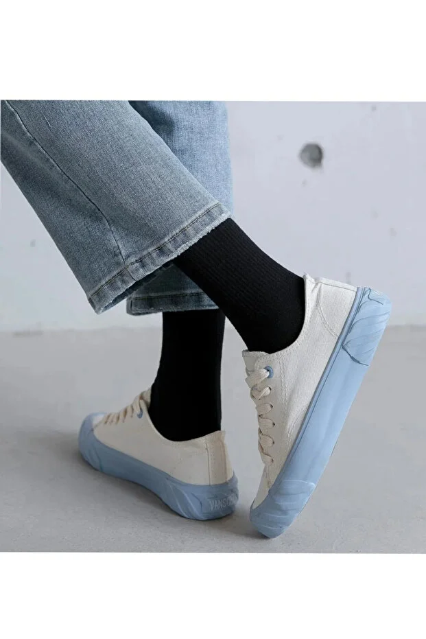 Esinti Unisex Beyaz Siyah Kolej Çorap 8'li Paket Pamuklu 8 Pairs Beyaz - Siyah