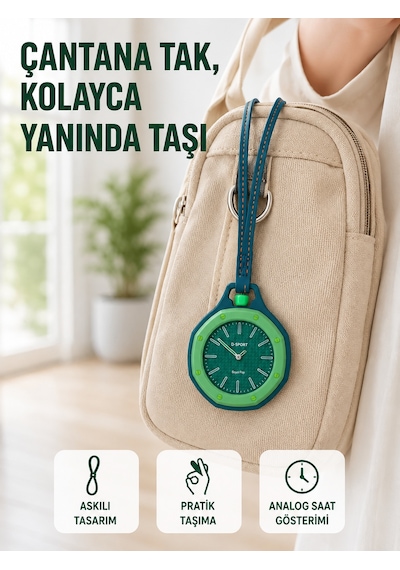 Askılı Analog Saat Pantolon Kemer Ve Çanta Aksesuarı Yeşil - Lisinya