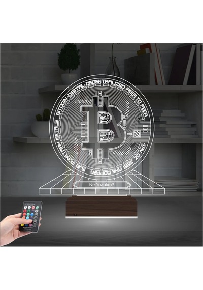 Luvivia Bitcoin Kripto Para Btc Kişiye Özel 3d Lamba - Masa Gece Lambası Şeffaf