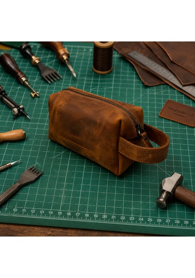 Vintage Leather Craft Hakiki Deri Erkek Çantası Taba