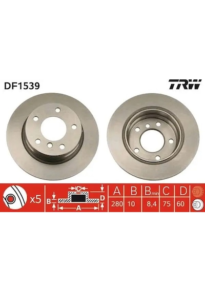 Bmw 316i E36 Arka Fren Diski 1991-1998 Trw Df1539 2adettir