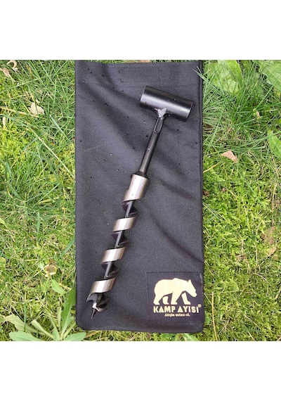 Kamp Ayısı Delme Çapı 24 Mm - Çantalı Bushcraft İsveç El Burgusu Siyah