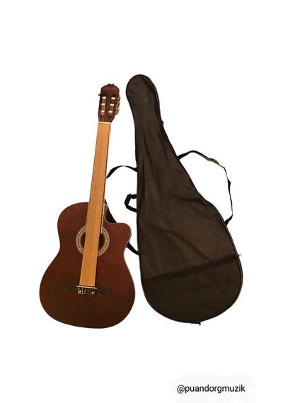 Ravenni Rcg-120 4/4 Klasik Gitar Tam Boy Kesik Kasa Kılıf+penaseti+kapo Hediyeli Kahverengi