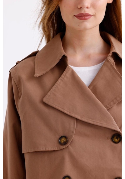 Pastelastore %100 Pamuk Gabardin Astarlı Oversize Geniş Kalıp Kadın Crop Kısa Trençkot 1122 Koyu Bej Pastelastore %100 Pamuk Gabardin Astarlı Oversize Geniş Kalıp Kadın Crop Kısa Trençkot 1122 Koyu Bej