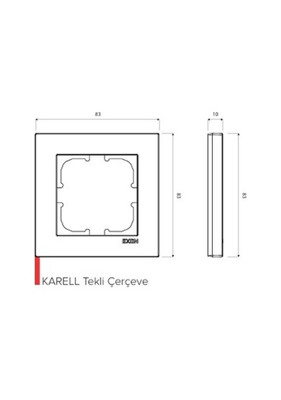 Çerçeve Tekli, Gümüş, Karell, 83x83x10 Mm
