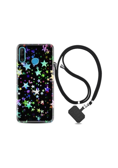 Huawei P30 Lite Kılıf Silikon Desen Boyun Askılı Yıldızlar 1601