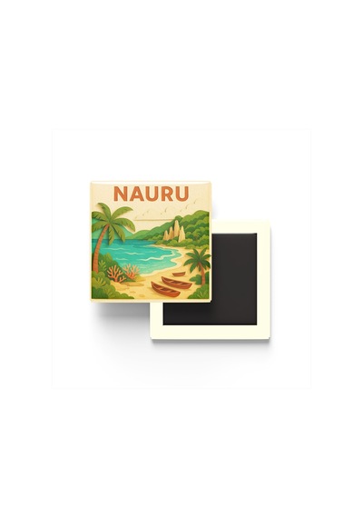 Nauru - Nauru - Paper Cut Art - Baskılı Buzdolap Magneti Kare - 9x9 Cm