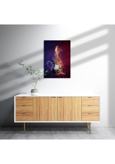 Cakasepetim Ateş Ve Su Ortaklığı Elektrogitar Ahşap Mdf Tablo