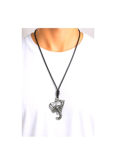 Kore İp Askılı Ve Krom Çelik Kaplamalı Unisex Tribal Kolye Kkrm-05 Gümüş9