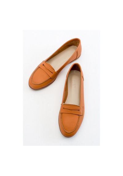 Luvishoes Luvi Shoes F02 Taba Cilt Kadın Babet Taba