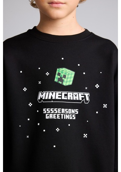 Defacto Yılbaşı Temalı Minecraft Baskılı Bisiklet Yaka Sweatshirt Erkek Çocuk I5170a826wnbk81 Siyah-bk81