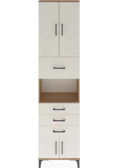 Arges Dolap 3 Raflı 4 Çekmeceli 4 Kapaklı 60x30x243 Çam-aytaşı Atlas Çam