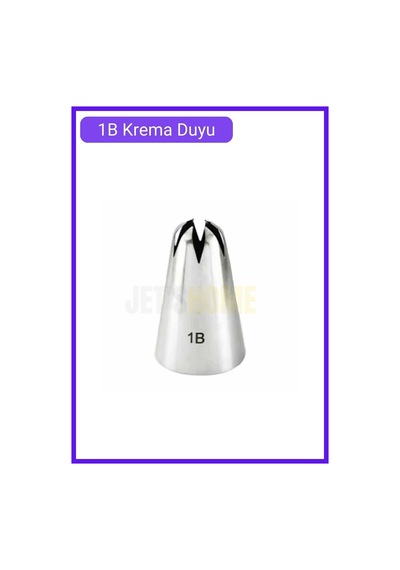 1b Kapalı Yıldız Desen Krema Duyu Büyük Boy Pasta Duyu Paslanmaz Çelik Krema Torbası Ucu 3.0x1.7x4.7 Cm Metalik Gri