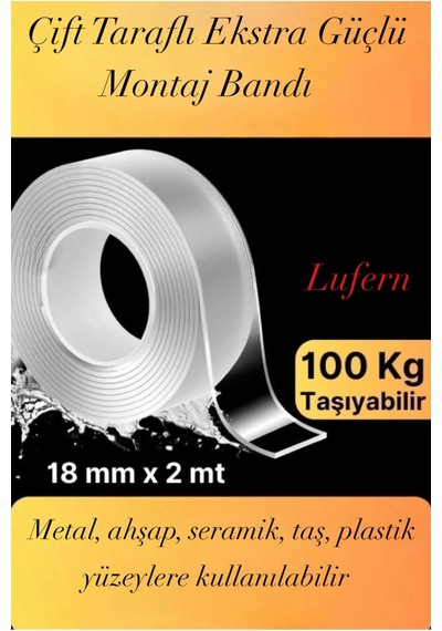 Dayanıklı Çift Taraflı İz Bırakmaz Şeffaf Çok Amaçlı Tamir Silikon Bant Güçlü Montaj 18mm X 2mt Diğer