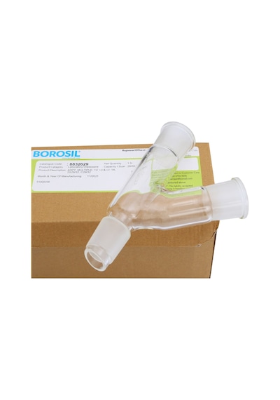 Borosil 29 32 İki Boyunlu 45 Derece Açılı Cam Adaptör