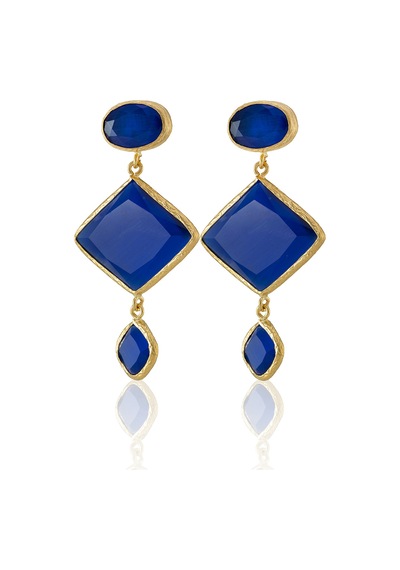 Kadir Jewellery 22 Ayar Altın Kaplama Kadın Sallantılı Küpe -el İşçiliği Ve Hipoalerjenik Küpe Parlement Mavisi 46282601