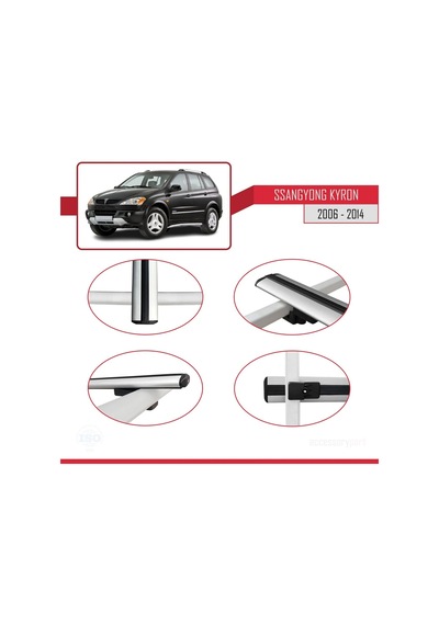 Ssangyong Kyron 2006-2014 Arası İle Uyumlu Basic Model Ara Atkı Tavan Barı Gri 3 Adet
