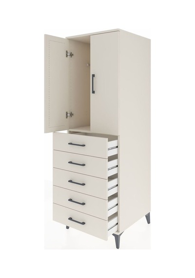 Kronos Dolap Tek Raflı 5 Çekmeceli Tek Askılı 60x59x182 Aytaş... Aytaşı