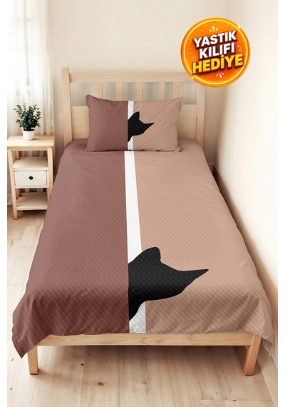 Kedi Desenli Pudra Genç Odası Tek Kişilik Pike Takımı - Vizon Siyah 160x220 Cm Kapitone Yatak Örtüsü Kabuğu Pencere Nefesi Kedi Desenli Pudra Genç Odası Tek Kişilik Pike Takımı - Vizon Siyah 160x220 Cm Kapitone Yatak Örtüsü Kabuğu Pencere Nefesi