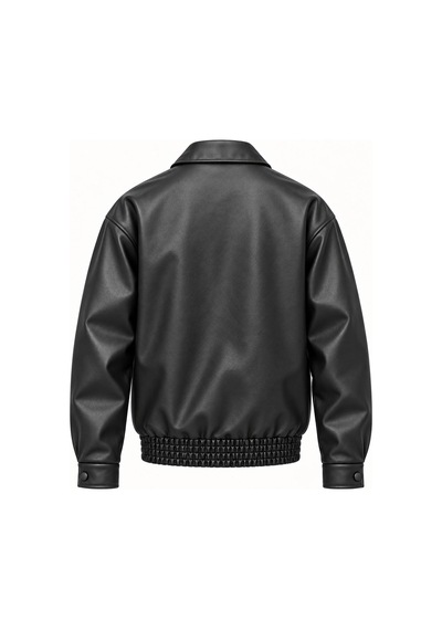 Classics Men Ezr Erkek Standart Kalıp Cepli Bomber Suni Deri Ceket 7797 Siyah