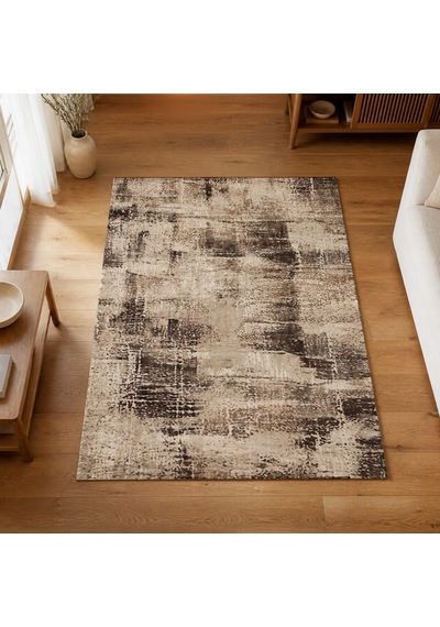 Kartela Halı Lora Halı Kaymaz Taban Makinede Yıkanabilir Halı Kahverengi - 100 X 150 Cm