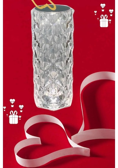 Sevgililer Günü İçin Hediye Kristal Lamba Sevgiliye Hediye Usb Şarjlı Gece Lambası Siyah