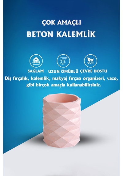 Dekoratif Geometrik Kalemlik Modern Beton Organizer Vazo Saksı Diş Fırçalık Ofis Düzenleyici Pempe