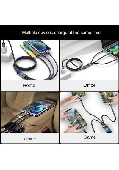 100w Çok Hızlı Kopmaz Spiral 3 Başlıklı Çok Hızlı Şarj Kablosu Telefon Tablet Uyumlu Carplay