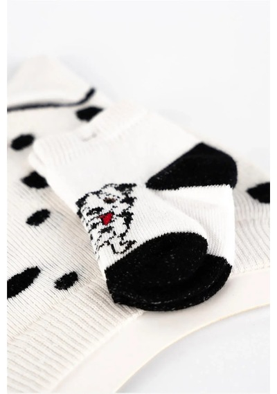 Adisia Unisex Bebek Beyaz Köpek Desenli Yazlık Çorap Şapka Takımı Beyaz