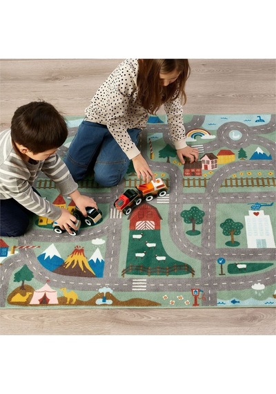 Vallaby Çocuk Halısı 100x133 Cm Oyunlu Çocuk Odası Halı Yeşil