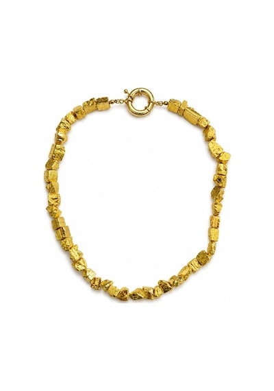 Gold Renk Hematit Doğal Taş Kadın Kolye 45 Cm 8x12 Mm Çok Renkli