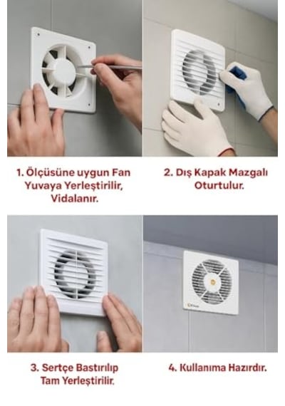 Hiva Banyo Ve Tuvalet Aspiratörü, 280 M³/h Debi, 45 Db Sessiz, 20 W Enerji, Ipx4 Su Sıçrama Korumalı, 230 V, 50 Hz Diğer