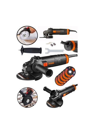 Dragro DRG-tşlm58 Siyah 4200 W Metal Şanzıman Bakır Sargılı Avuç Içi Taşlama Demir Metal Kesme Makinesi 125 MM
