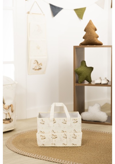 Tidy Kids Atlı Karınca Desenli Poplin Bebek Bakım Çantası 30x20 CM 6019 Natural