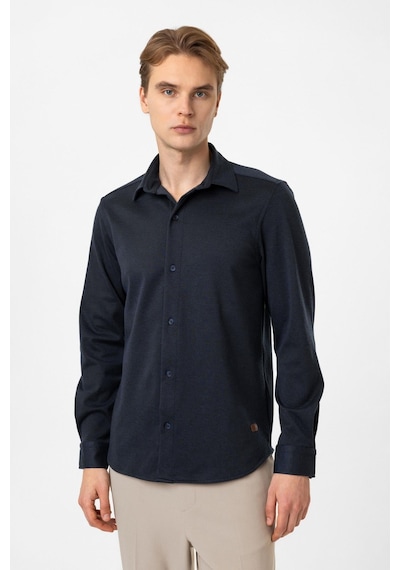 Backandbond Koyu İndigo Regular Fit Örme Gömlek Koyu Indigo