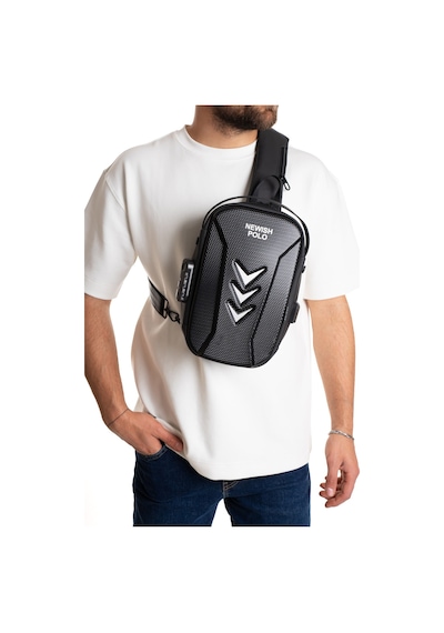 Newish Polo Erkek Şifreli Kilitli Su Geçirmez Sling Bag 404 Çapraz Omuz Ve Sırt Çantası - New404 Siyah