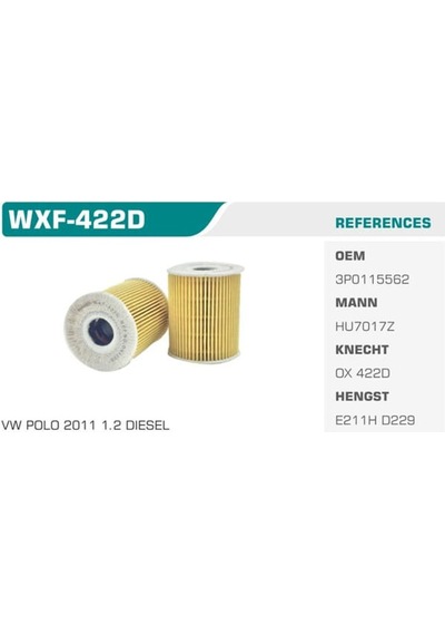 WINKEL WXF-422D Yağ Filtresi Polo 09- / Ibiza V / Fabia 1.2 TDI