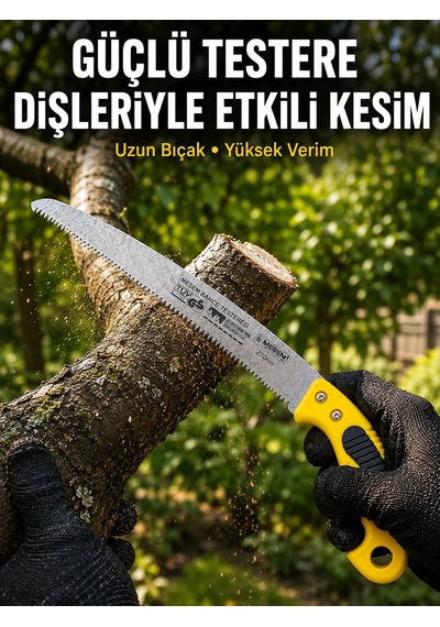 Bahçe Bıçkısı Keskin Çelik Diş Yapısıyla Pratik Kesim Sarı