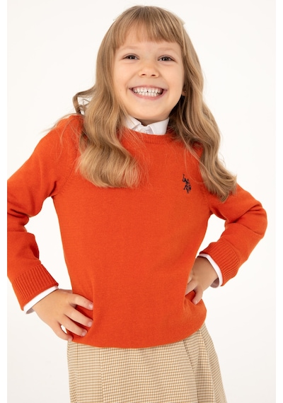 U.S. Polo Assn. Kız Çocuk Kiremit Bisiklet Yaka Basic Kazak 50293586-VR031 U.S. Polo Assn. Kız Çocuk Kiremit Bisiklet Yaka Basic Kazak 50293586-VR031