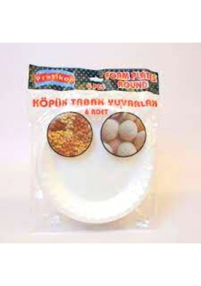 Pratikon Pr-1166 Yuvarlak Köpük Tabak 19 Cm - 6 Adet