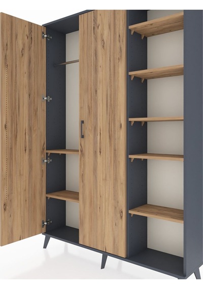 Arges Dolap 7 Raflı 2 Kapaklı Tek Askılı 132x30x195 Antrasit-çam/çam Atlas Çam/atlas Çam Arges Dolap 7 Raflı 2 Kapaklı Tek Askılı 132x30x195 Antrasit-çam/çam Atlas Çam/atlas Çam