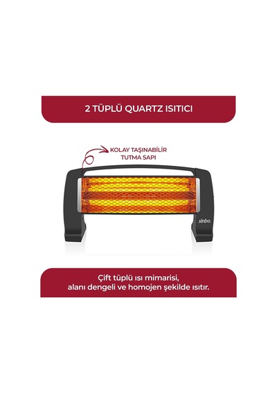 Sfh-3399 1000w 2x500w Quartz Isıtıcı 2 Kademeli Isı Ayarlı, Devrilme Emniyetli, Masa Ve Yer Tipi Hızlı Isıtıcı