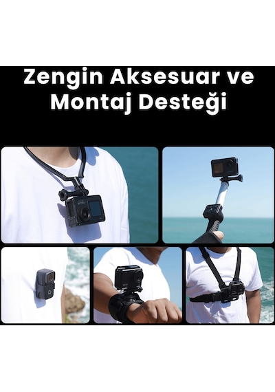 SJCAM SJ11 Active Dual Screen 20MP 5GHz Wi-Fi 4K UHD H.265 Su Geçirmez Kasa 154° 1300mAh Aksiyon Kamerası Siyah