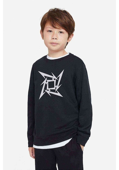 Tshirthane Metallica Logo Müzik Baskılı Unisex Çocuk Siyah Sweatshirt Siyah