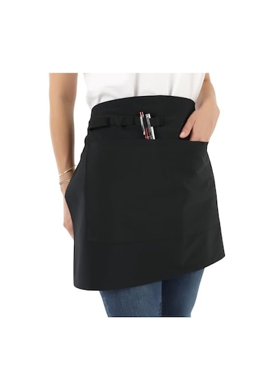 Belden Bağlamalı Kadın Ve Erkekler İçin Siyah Garson/barista/kuaförler İçin Yarım Önlük Apron 2 Cep, Ayarlan Diğer