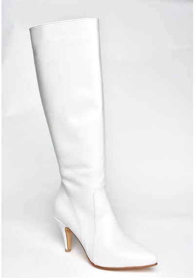 Fox Shoes R372453009 Beyaz İnce Topuklu Kadın Çizme Beyaz